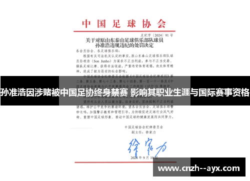 孙准浩因涉赌被中国足协终身禁赛 影响其职业生涯与国际赛事资格